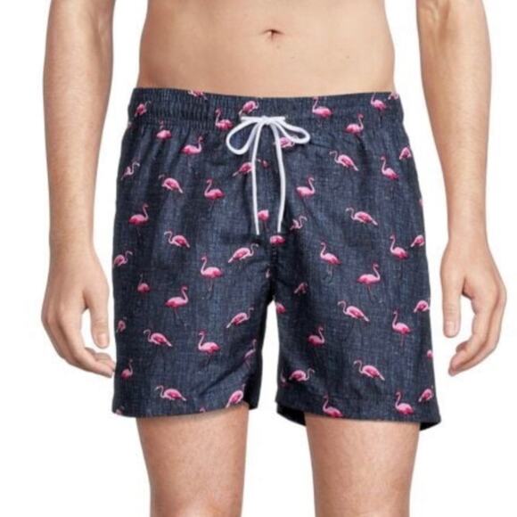 Trunks Surf & Swim pink navy flamingo print swim beach shorts large waist 30 - Picture 1 of 10